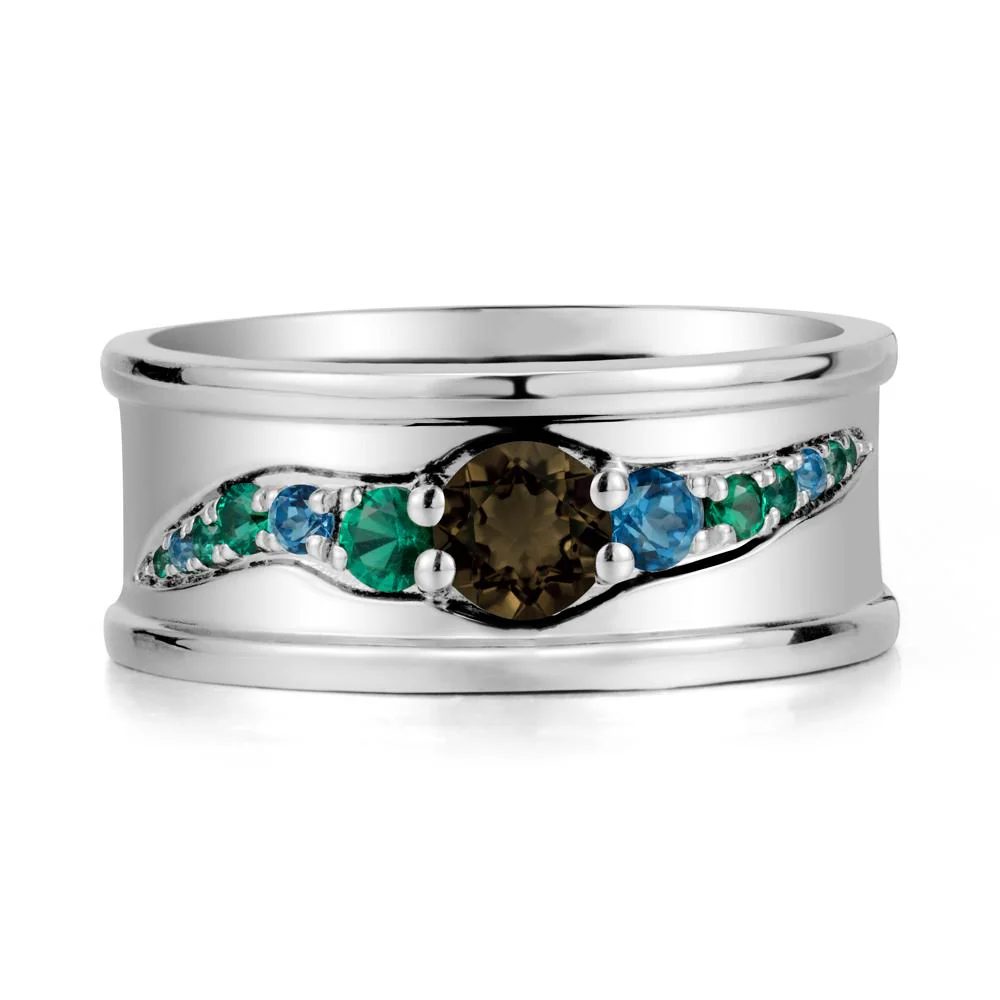 Smoky Quartz Multi Stone Men Ring - Image 9