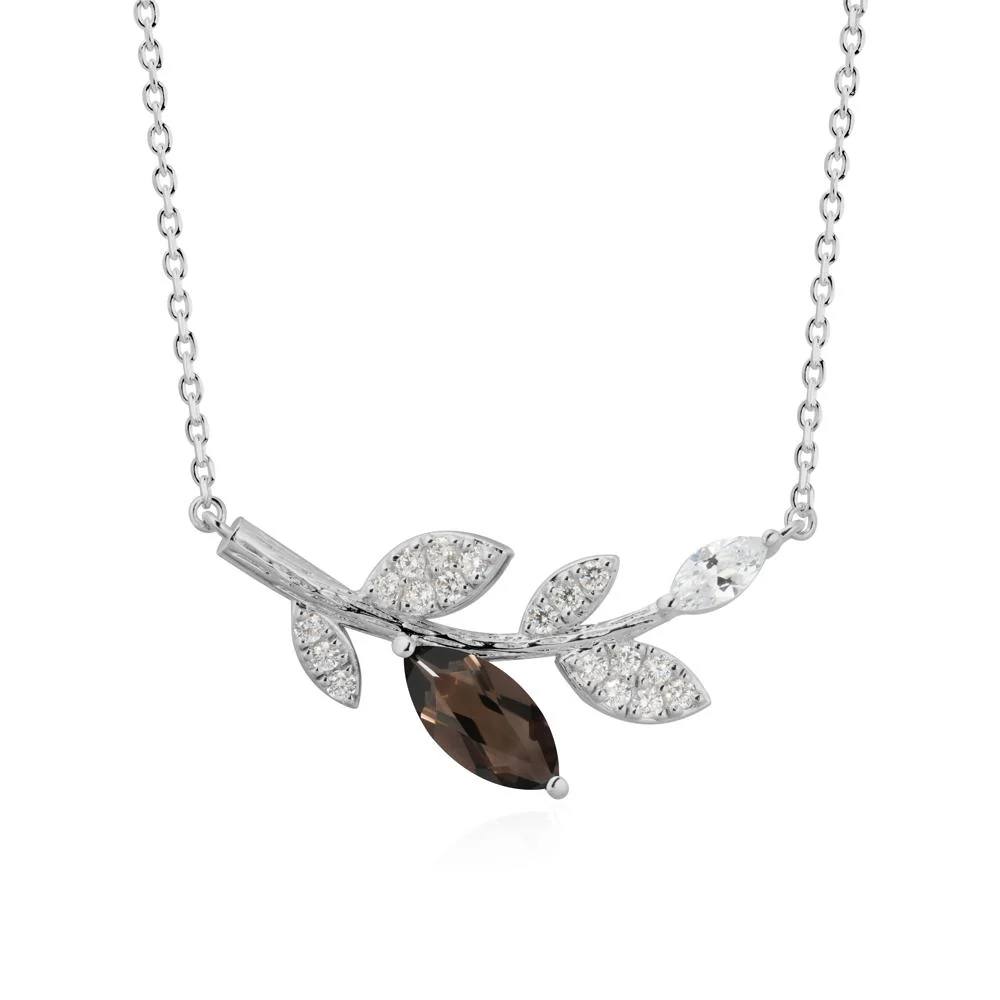 Smoky Quartz Olive Branch Pendant Necklace