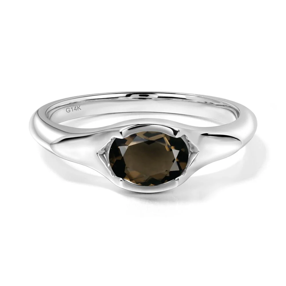 Smoky Quartz Oval Bezel Set Engagement Ring