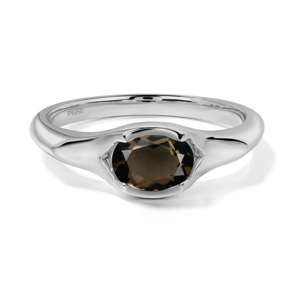 Smoky Quartz Oval Bezel Set Engagement Ring - Image 2