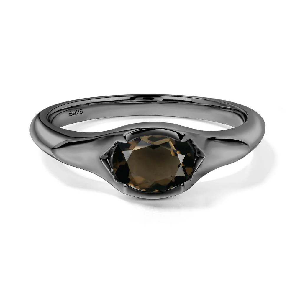 Smoky Quartz Oval Bezel Set Engagement Ring - Image 6