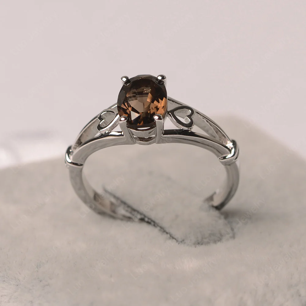 Oval Smoky Quartz Solitaire Ring