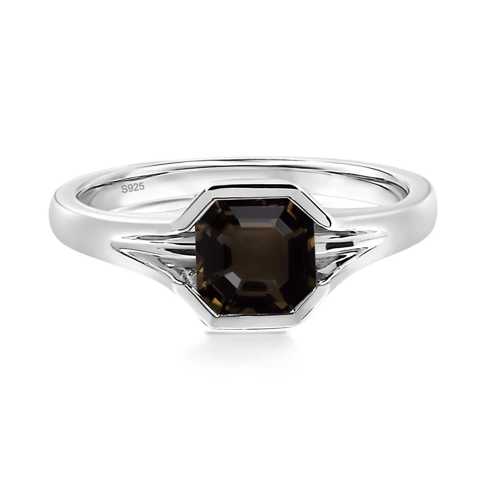 Smoky Quartz Bezel Engagement Ring