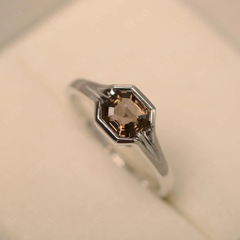 Smoky Quartz Bezel Engagement Ring - Image 30