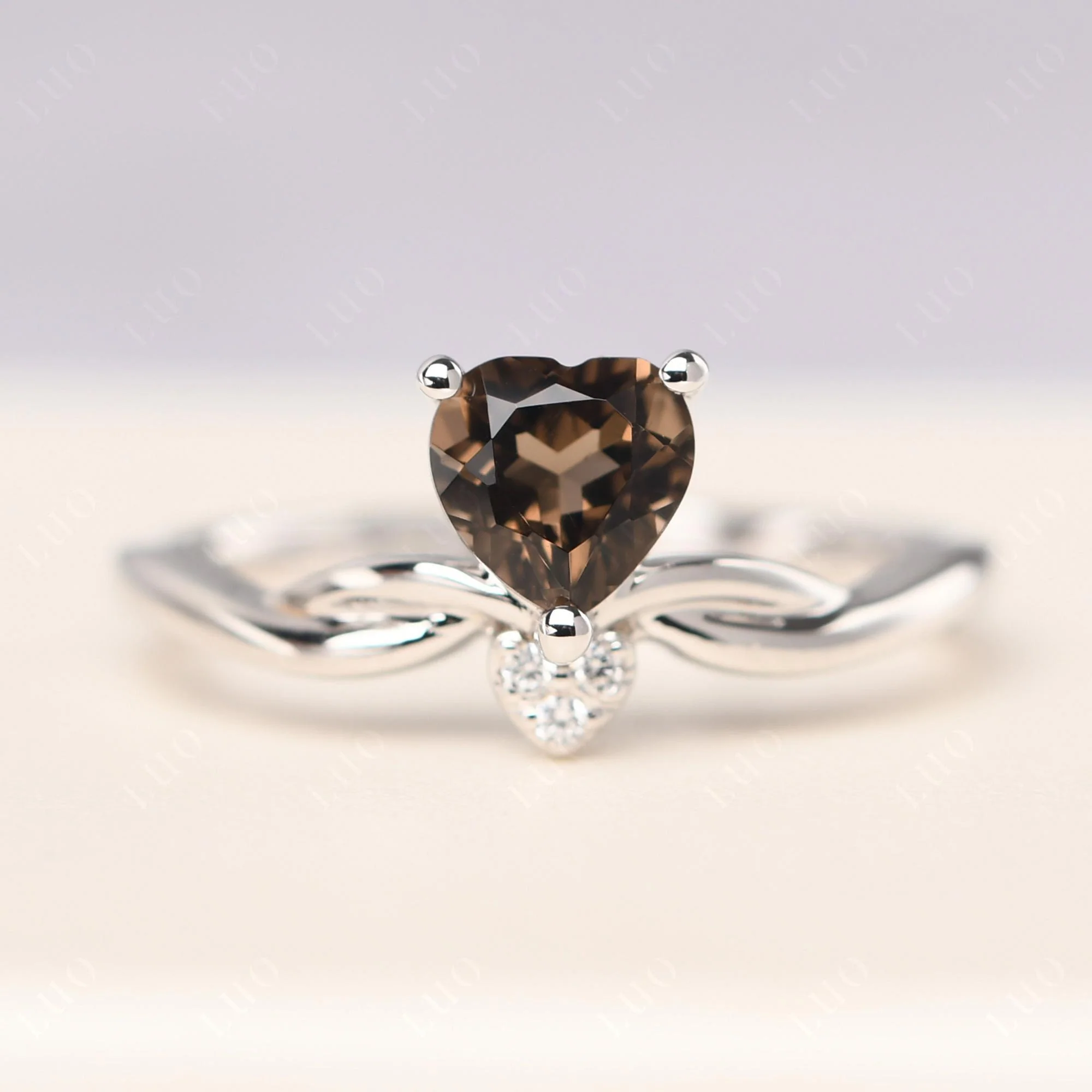 Dainty Twisted Smoky Quartz Engagement Ring - Image 10