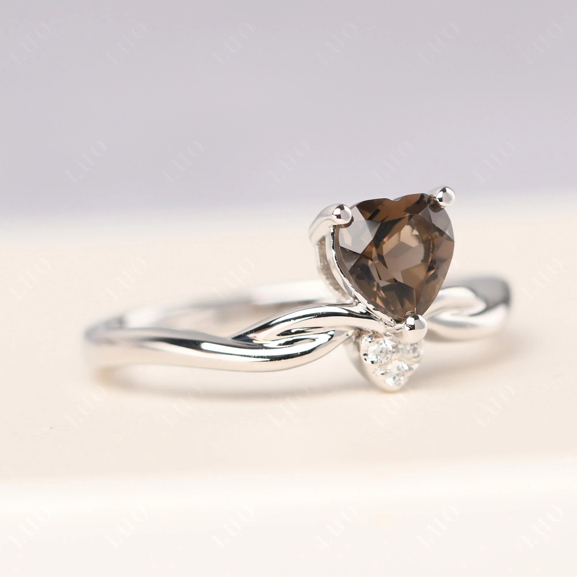 Dainty Twisted Smoky Quartz Engagement Ring - Image 11