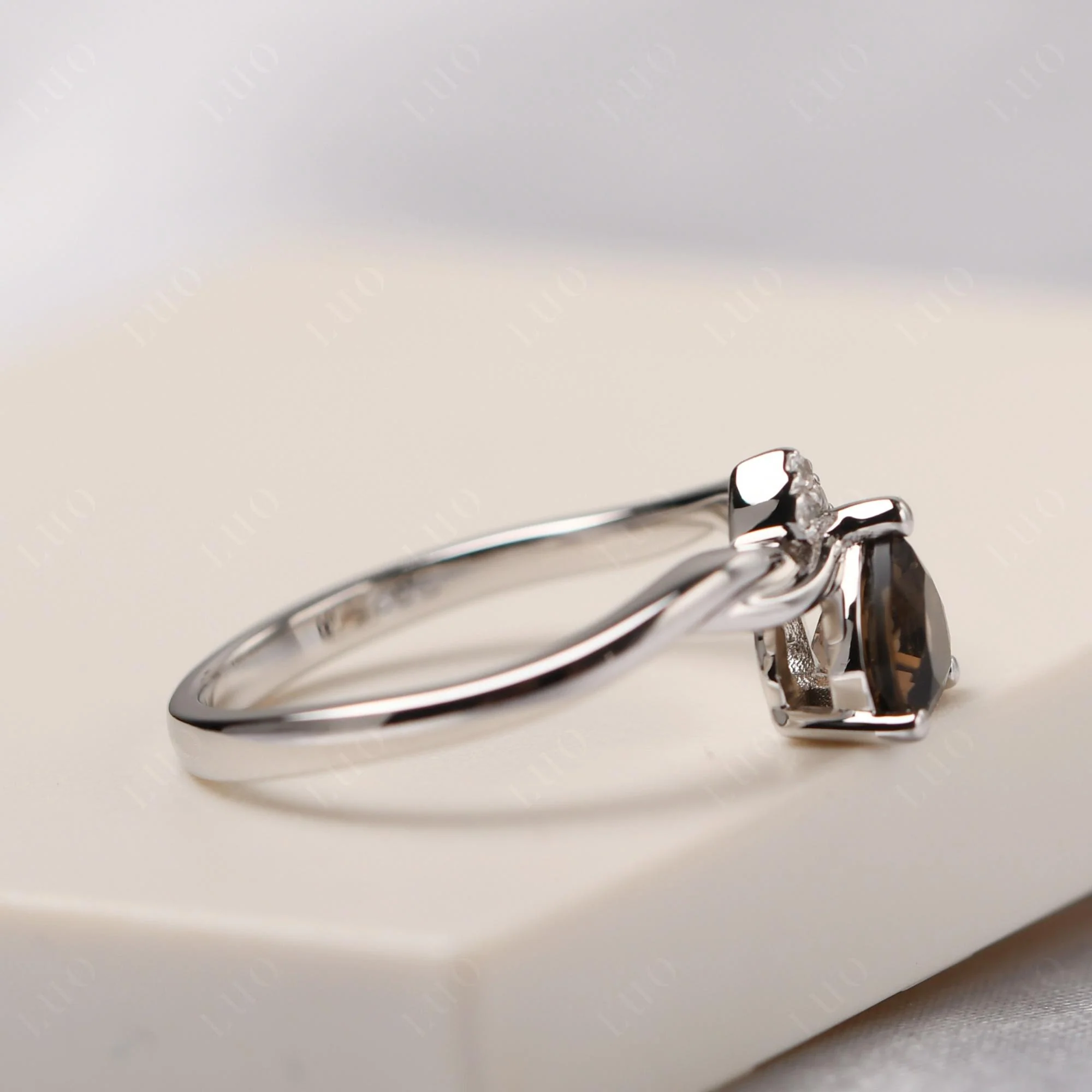 Dainty Twisted Smoky Quartz Engagement Ring - Image 13