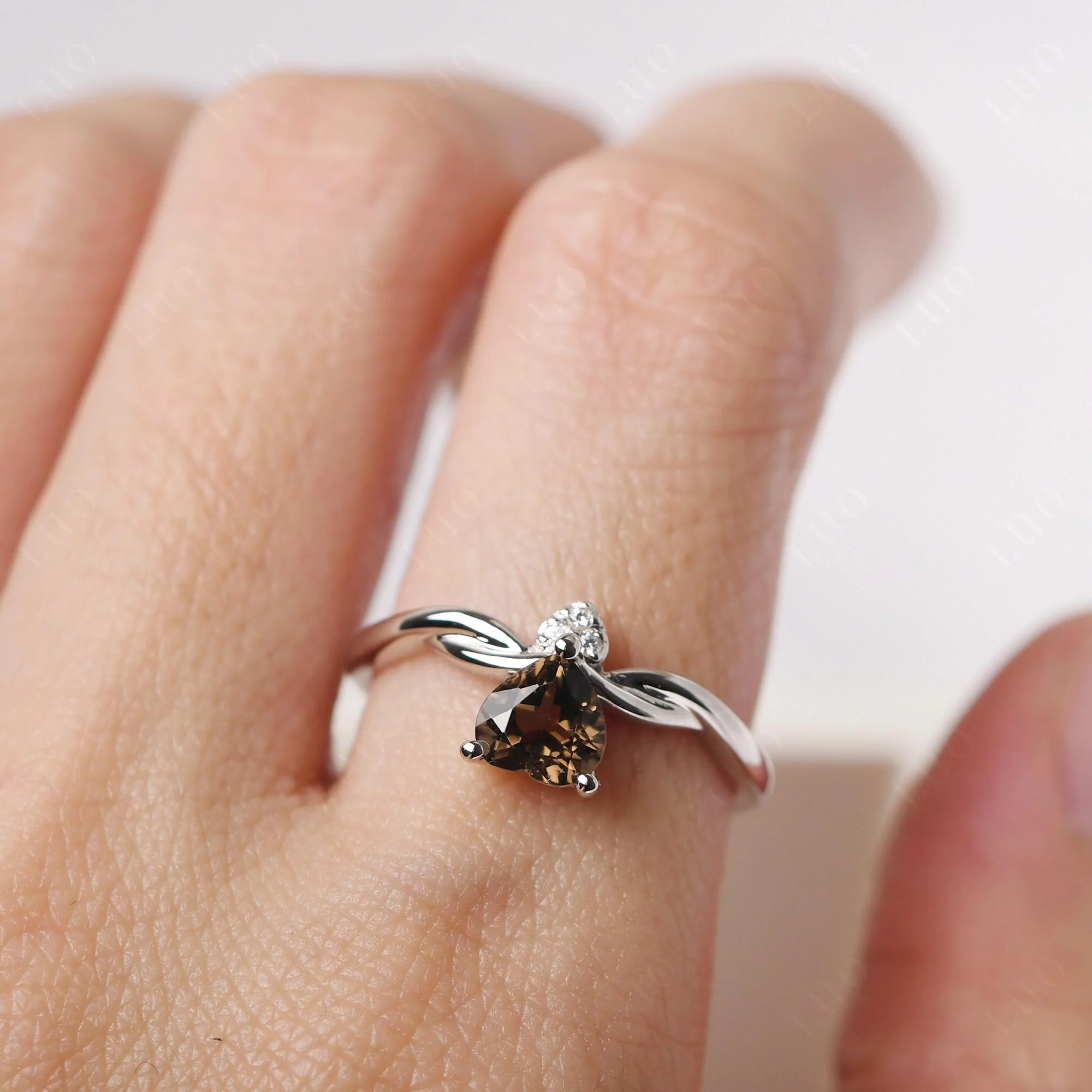 Dainty Twisted Smoky Quartz Engagement Ring - Image 14