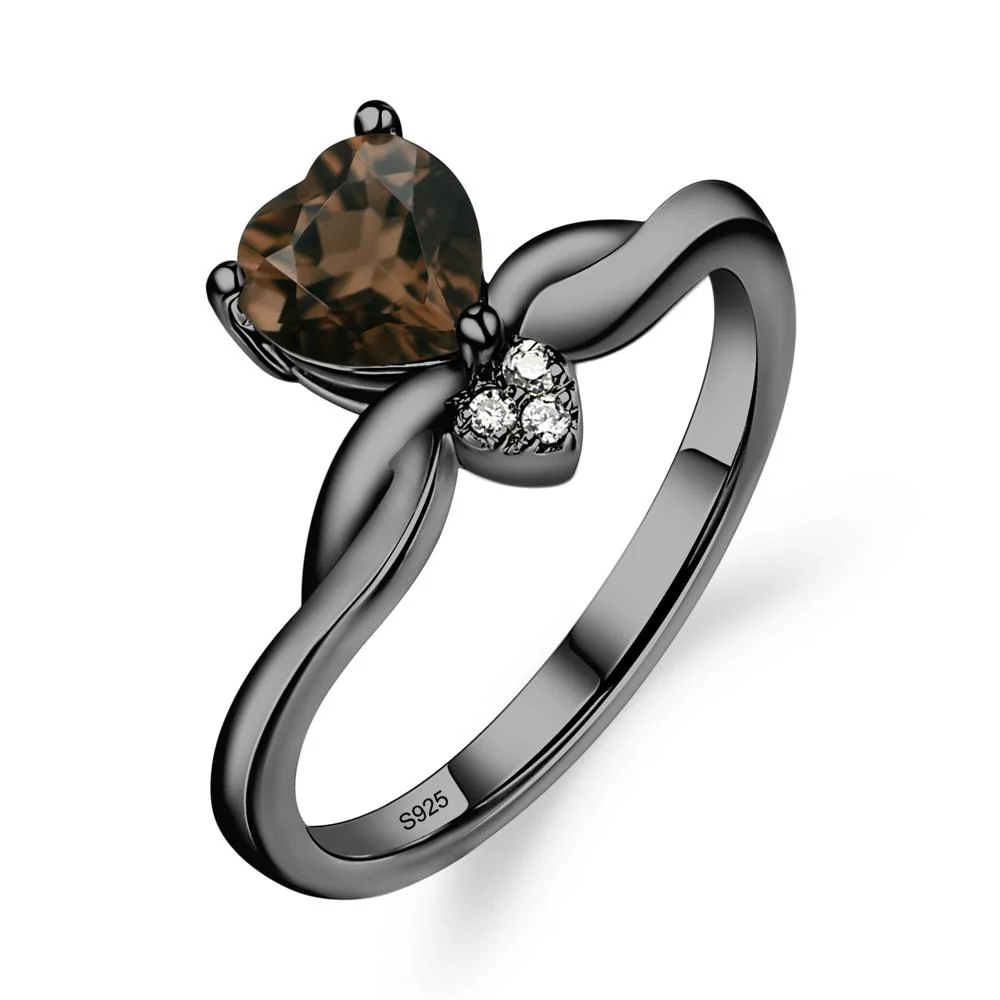 Dainty Twisted Smoky Quartz Engagement Ring - Image 3