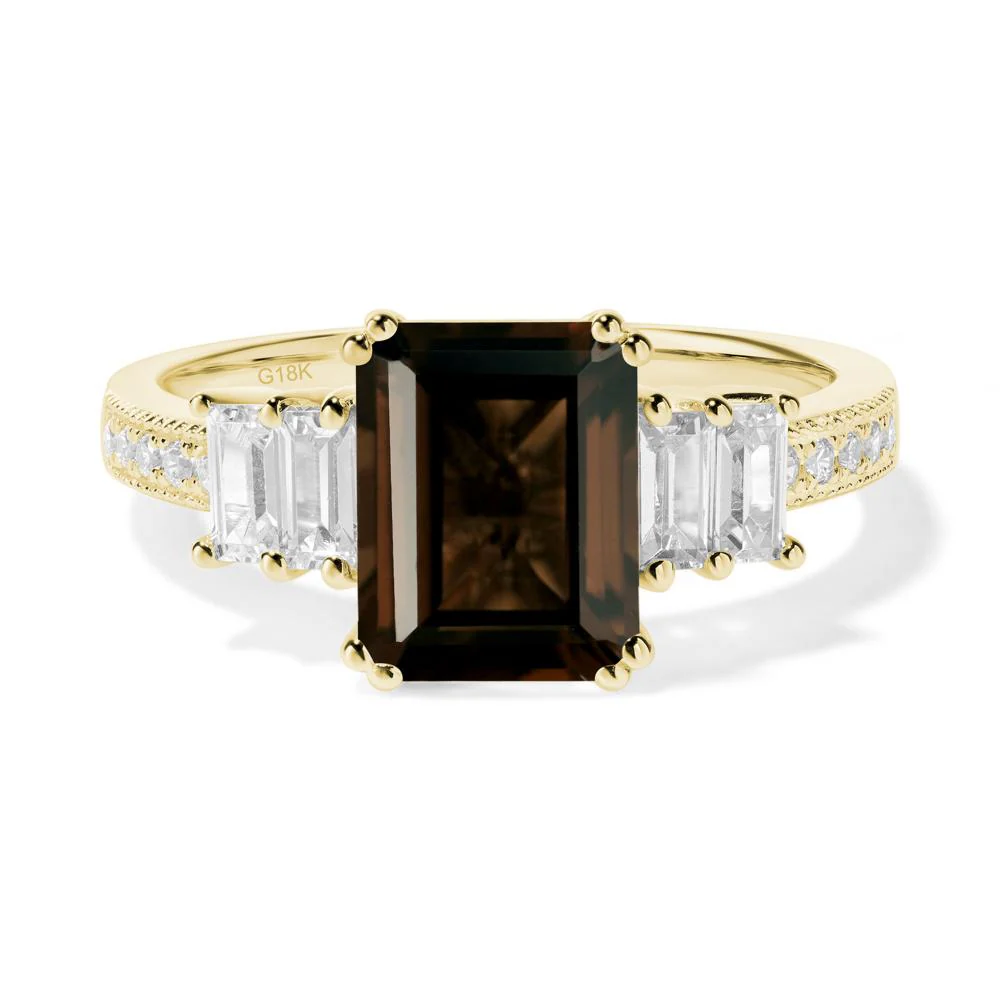 Smoky Quartz Double Prong Engagement Ring - Image 3