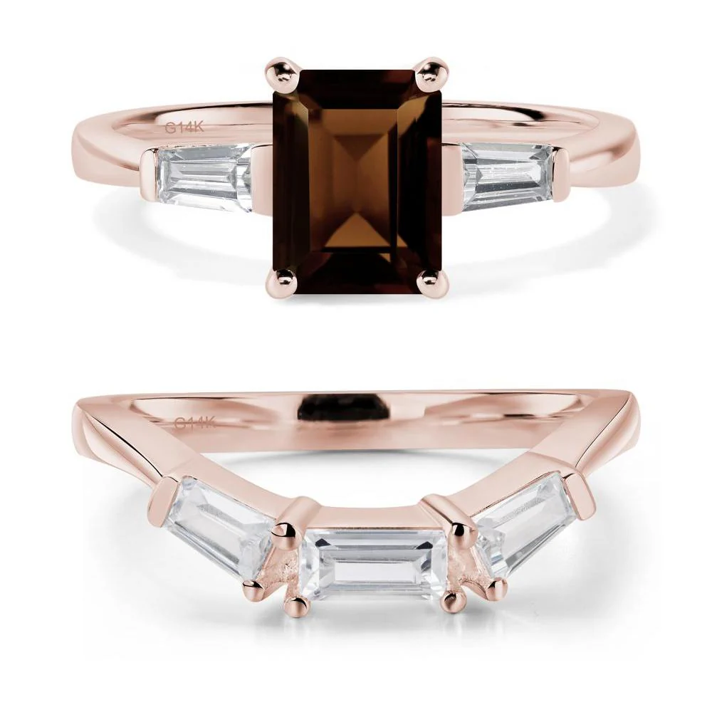 Smoky Quartz Tapered Baguette Engagement Ring - Image 11