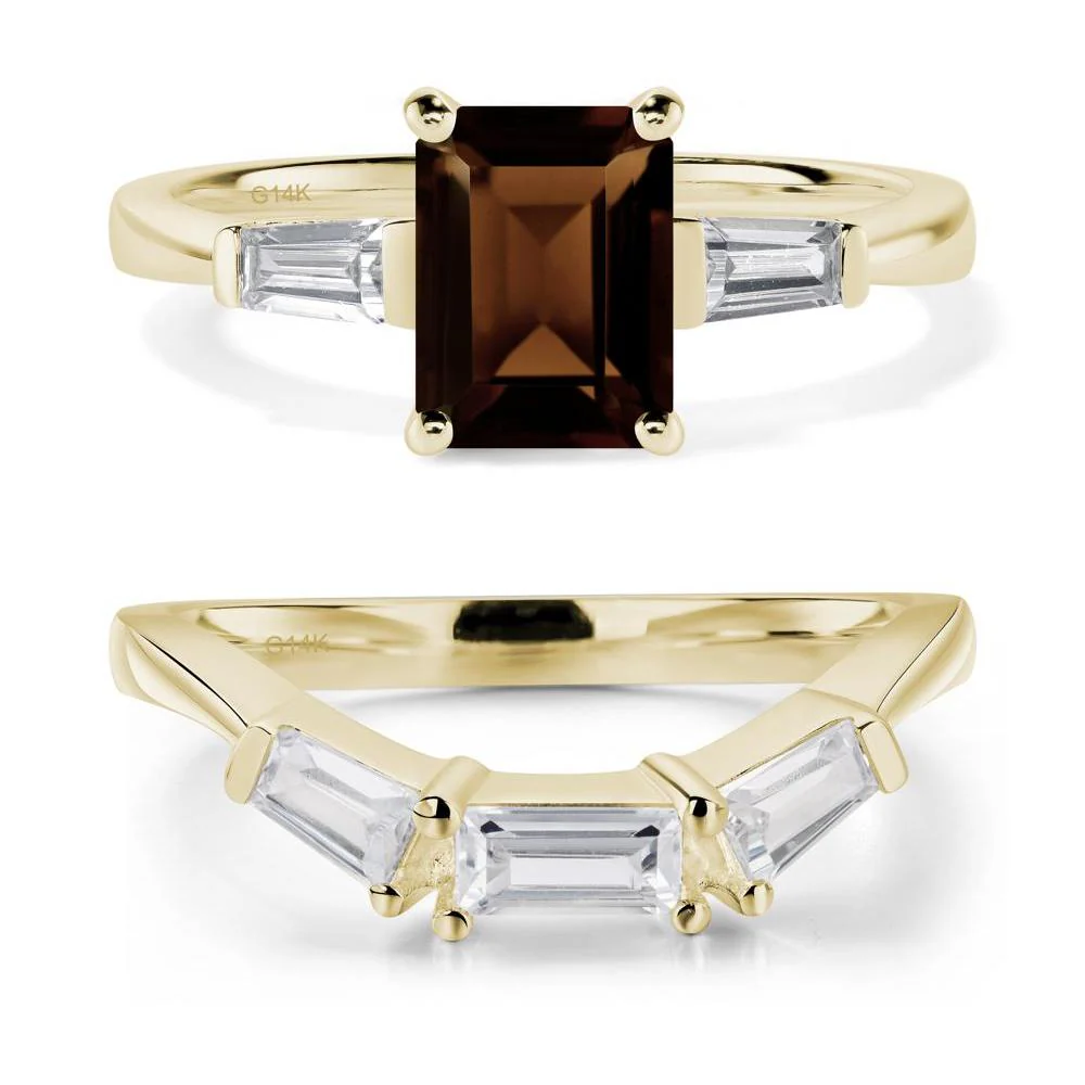 Smoky Quartz Tapered Baguette Engagement Ring - Image 15