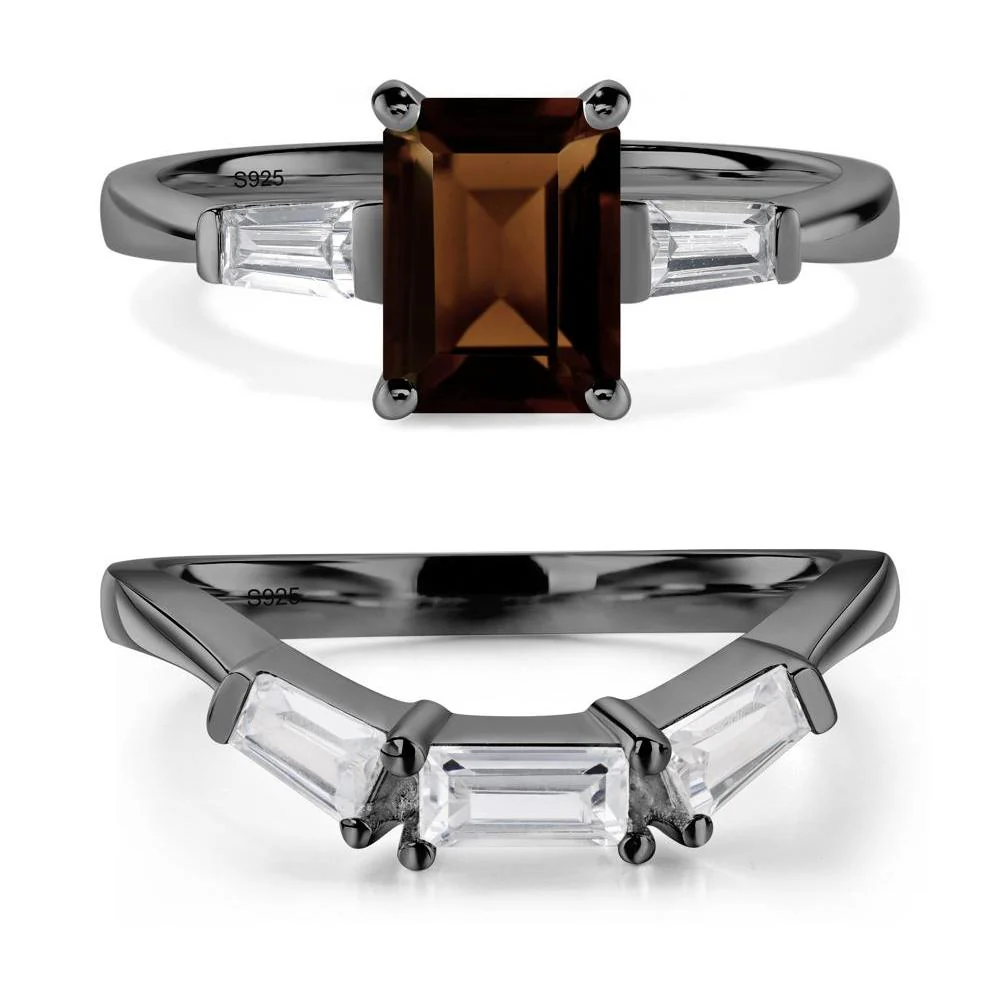 Smoky Quartz Tapered Baguette Engagement Ring - Image 23