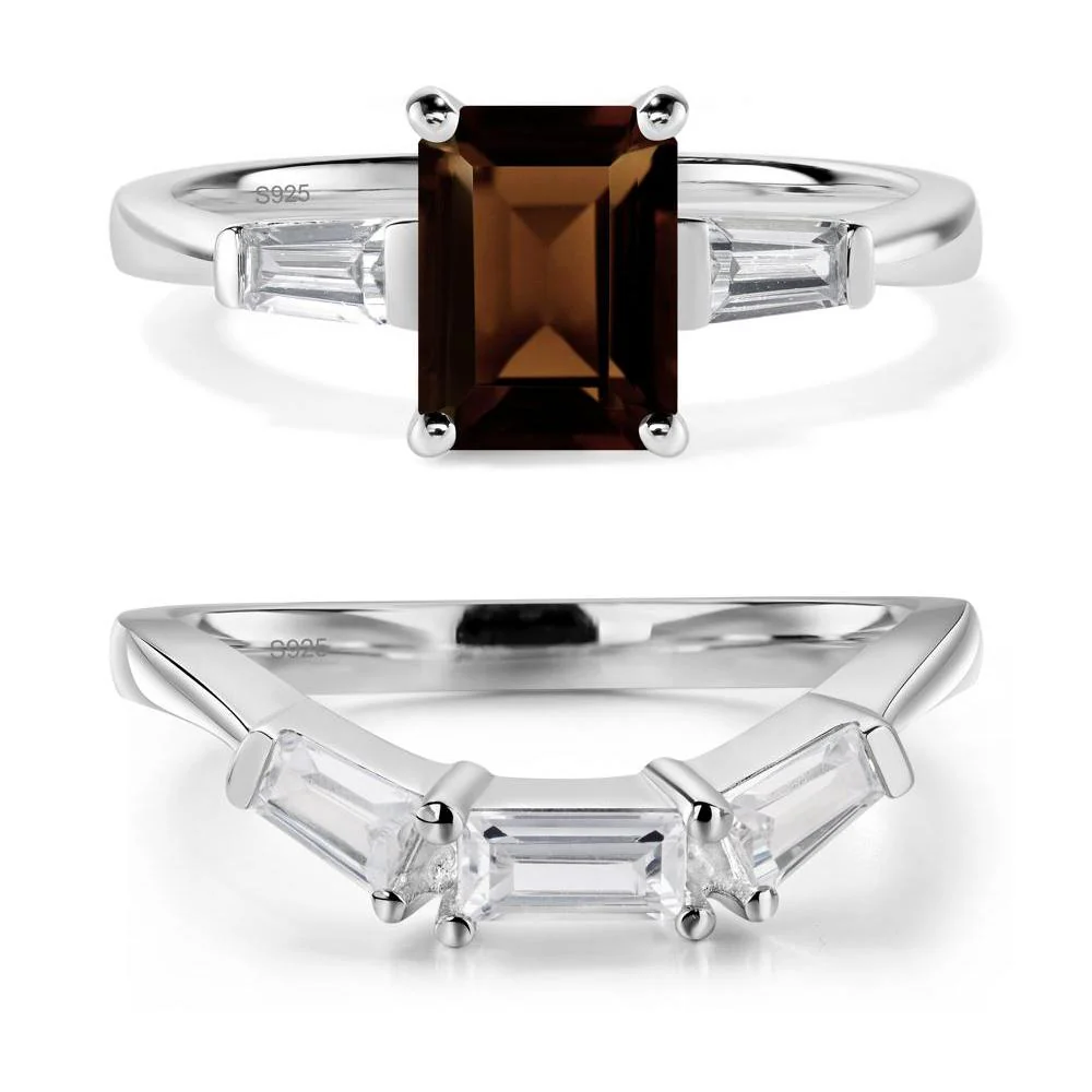 Smoky Quartz Tapered Baguette Engagement Ring - Image 27