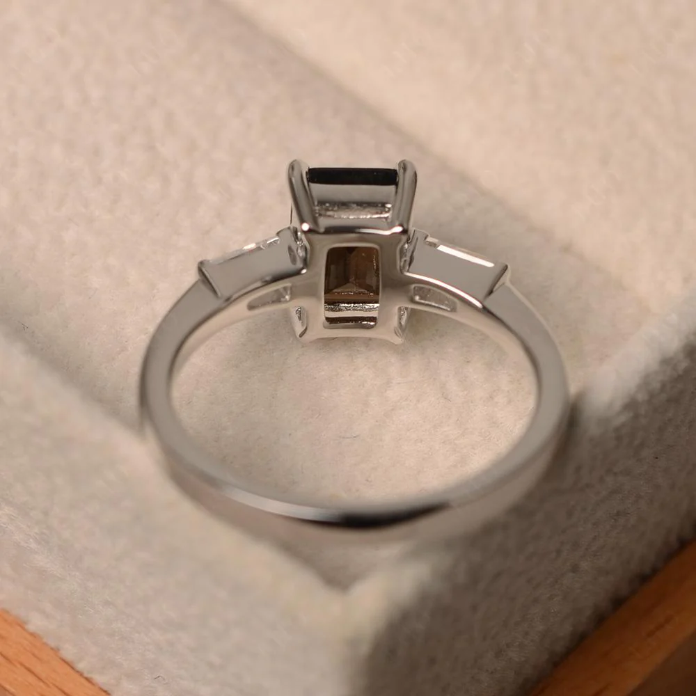 Smoky Quartz Tapered Baguette Engagement Ring - Image 31