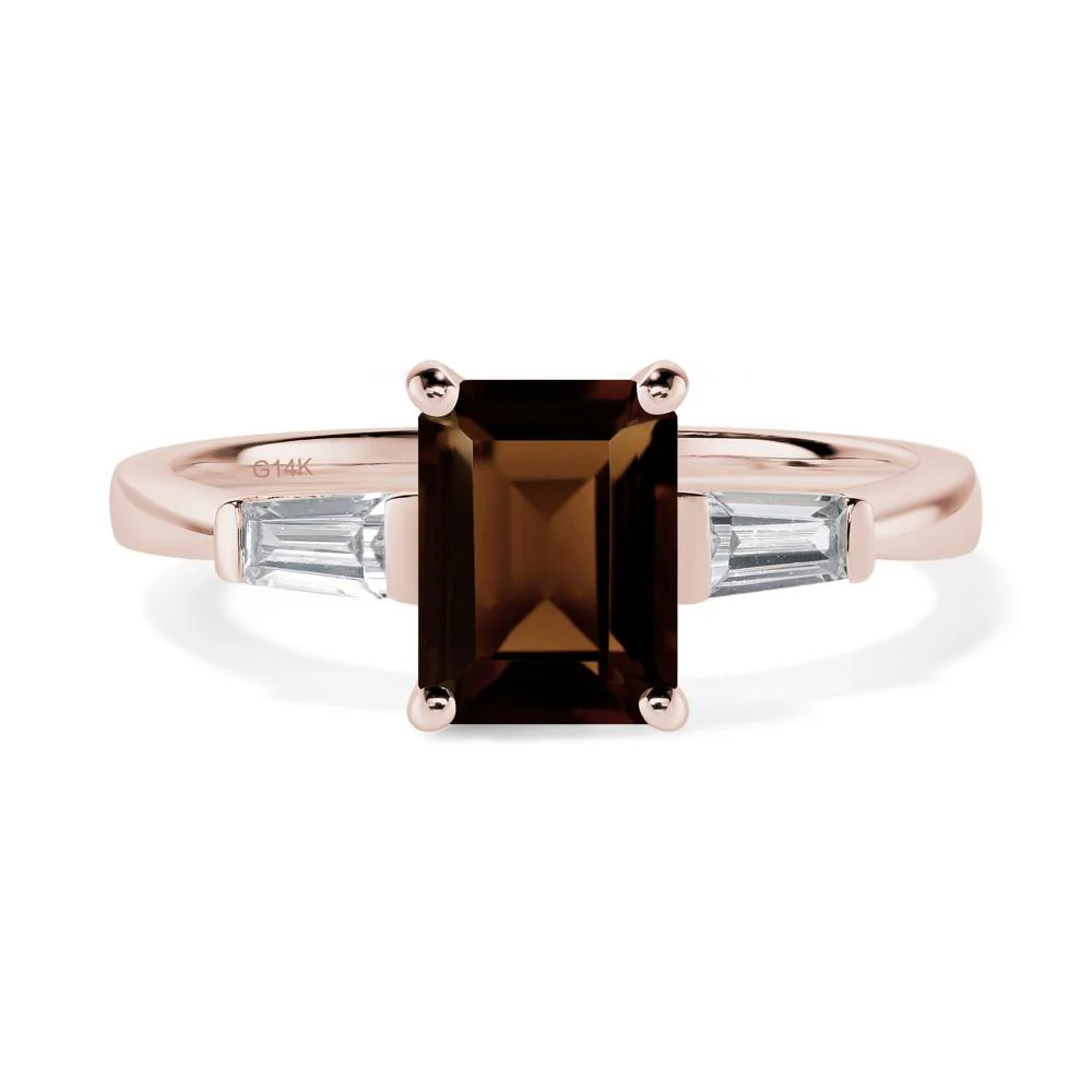 Smoky Quartz Tapered Baguette Engagement Ring - Image 5