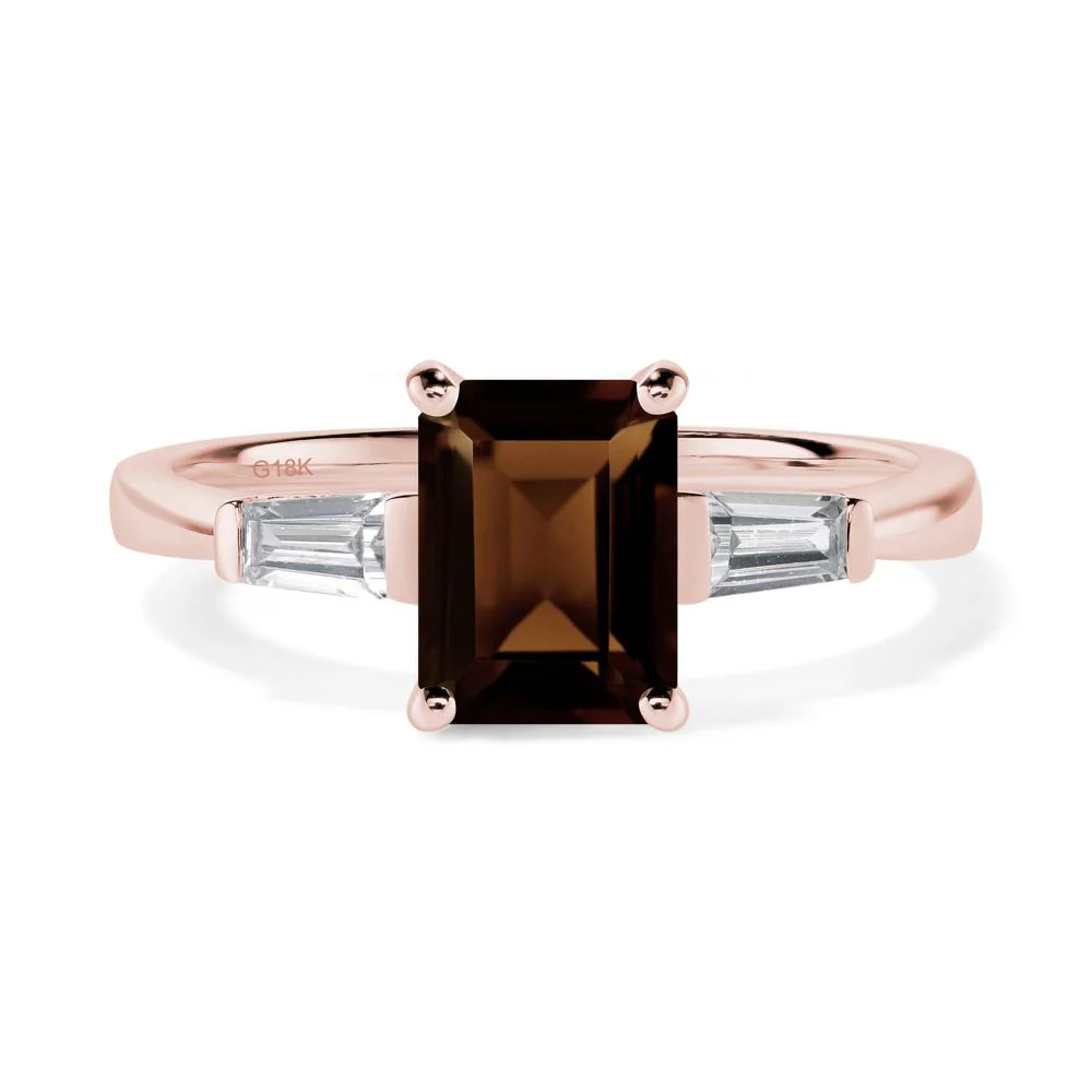 Smoky Quartz Tapered Baguette Engagement Ring - Image 8