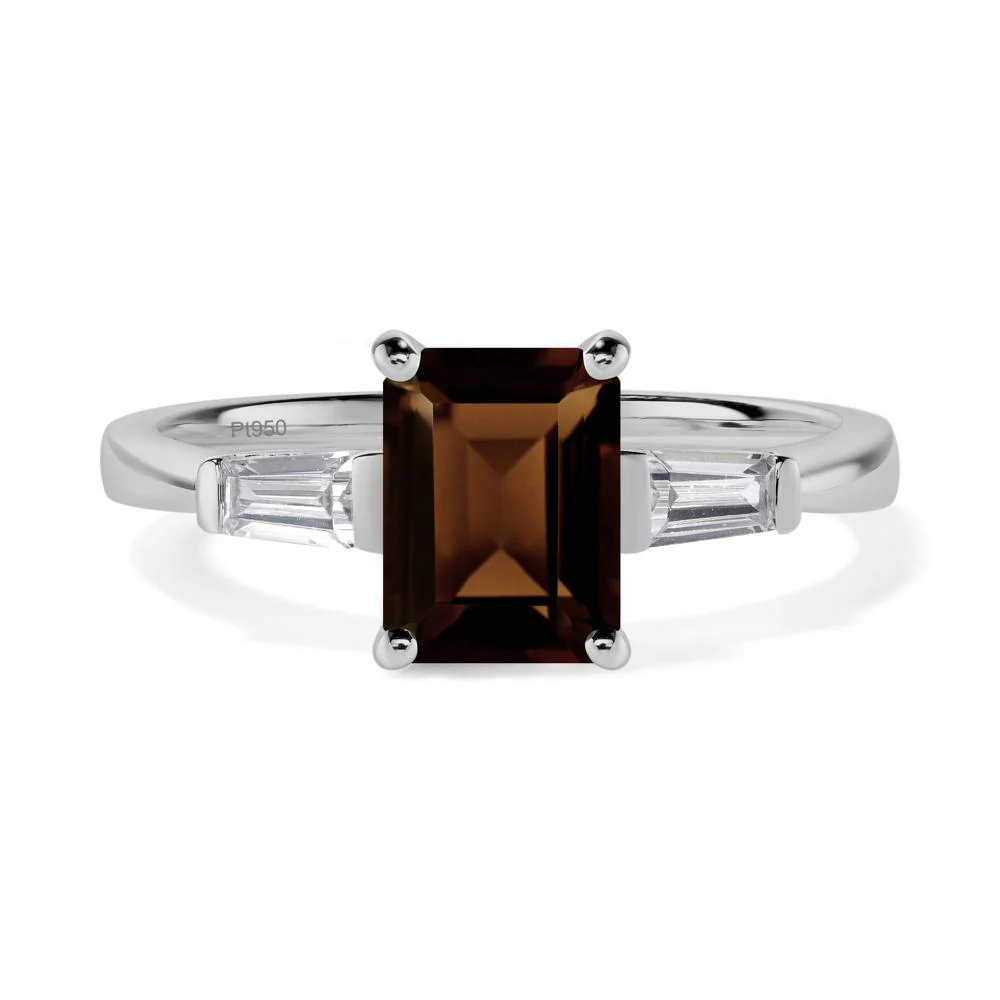 Smoky Quartz Tapered Baguette Engagement Ring - Image 9
