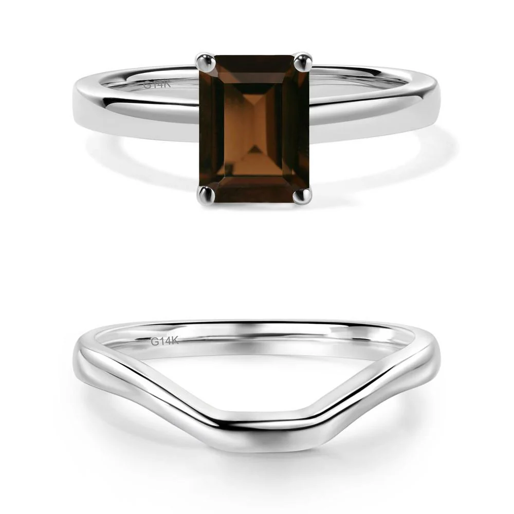 Smoky Quartz Plain Band Solitaire Engagement Ring - Image 27