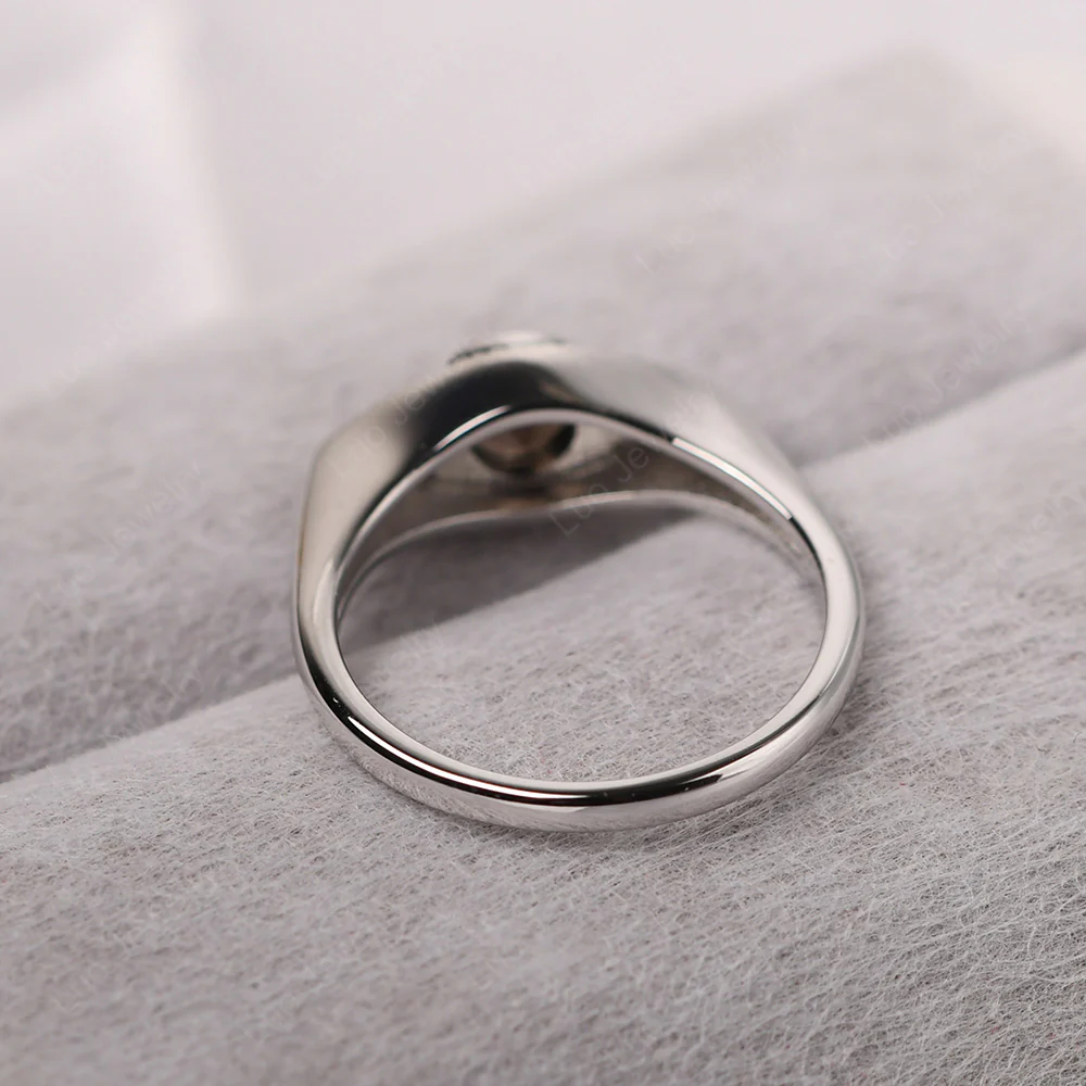 Smoky Quartz Milgrain Evil Eye Ring - Image 3