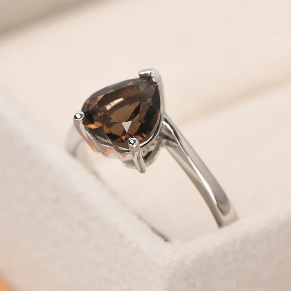Smoky Quartz Heart Solitaire Engagement Ring - Image 2