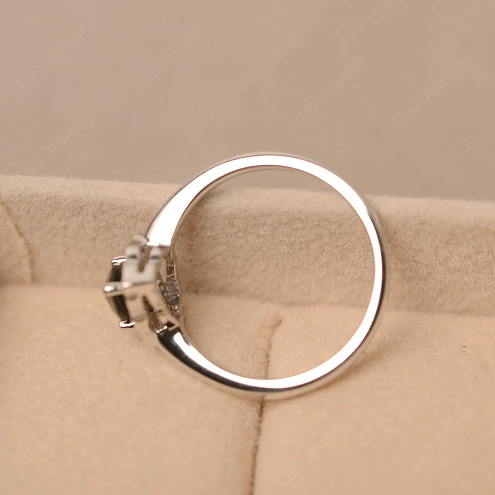 Marquise Cut Smoky Quartz Halo Engagement Ring - Image 4