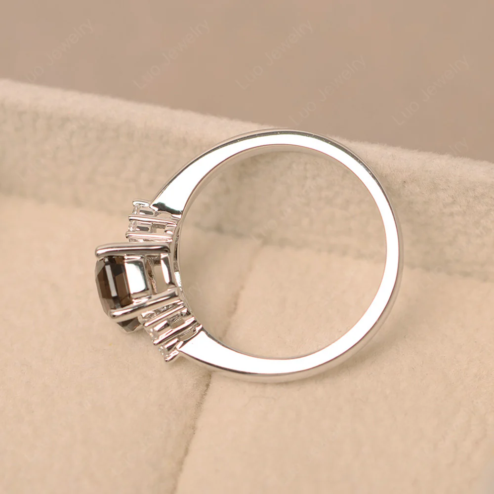 Octagon Cut Smoky Quartz Engagement Ring - Image 3