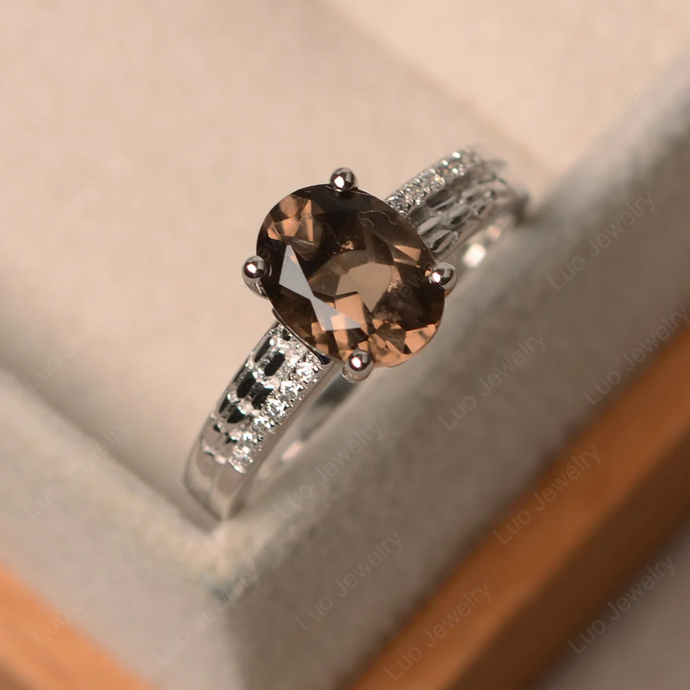 Vintage Style Oval Cut Smoky Quartz Ring - Image 2
