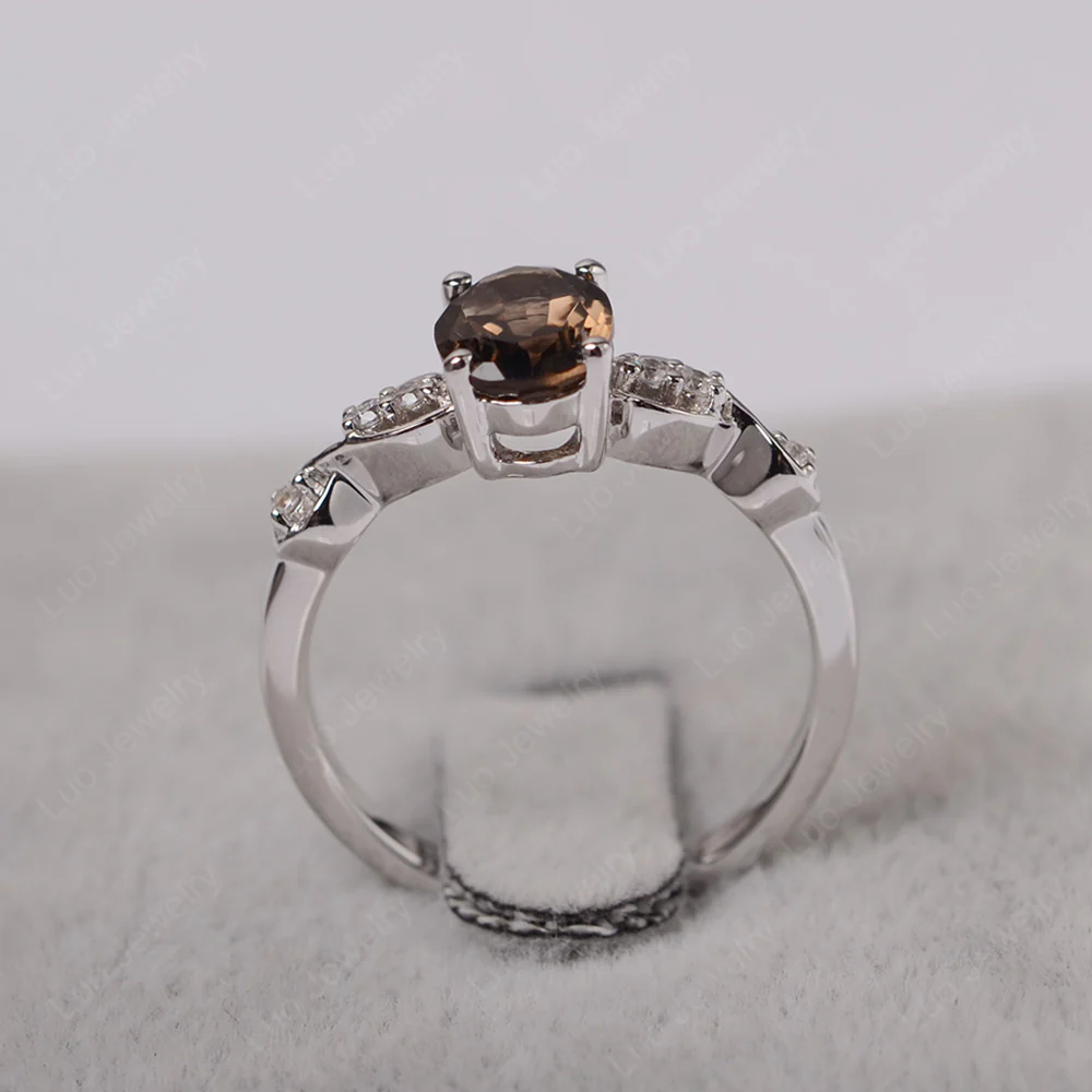 Oval Smoky Quartz Infinity Engagement Ring - Image 3