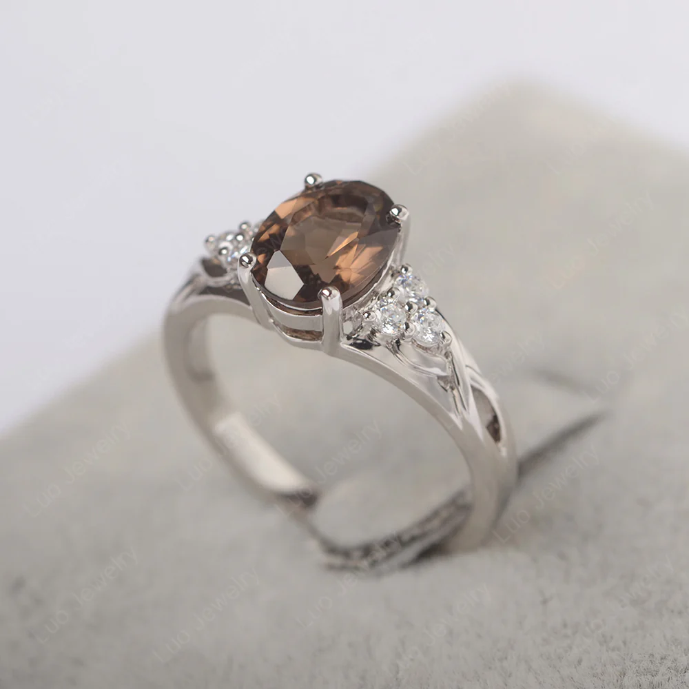 Oval Smoky Quartz Engagement Ring - Image 2
