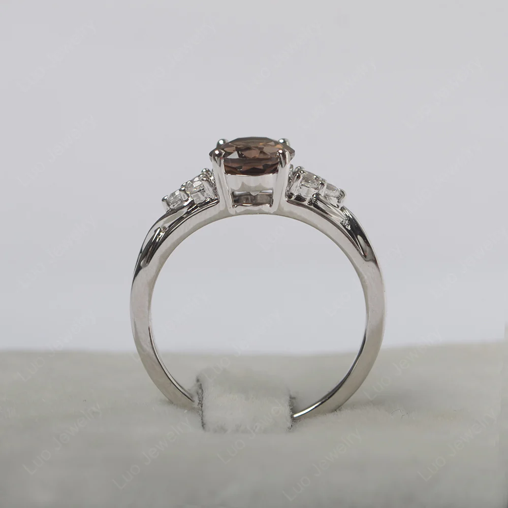 Oval Smoky Quartz Engagement Ring - Image 3
