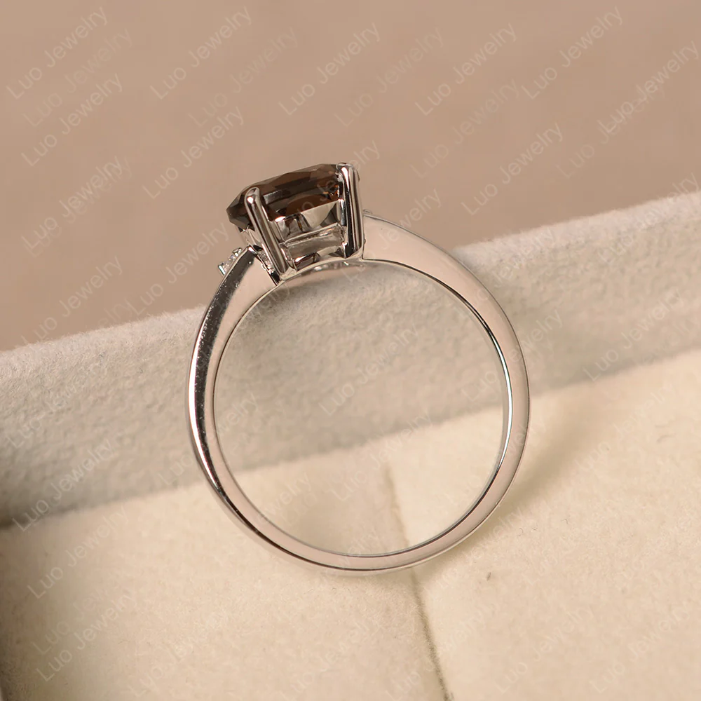 Half Sunburst Oval Smoky Quartz Ring - Image 3