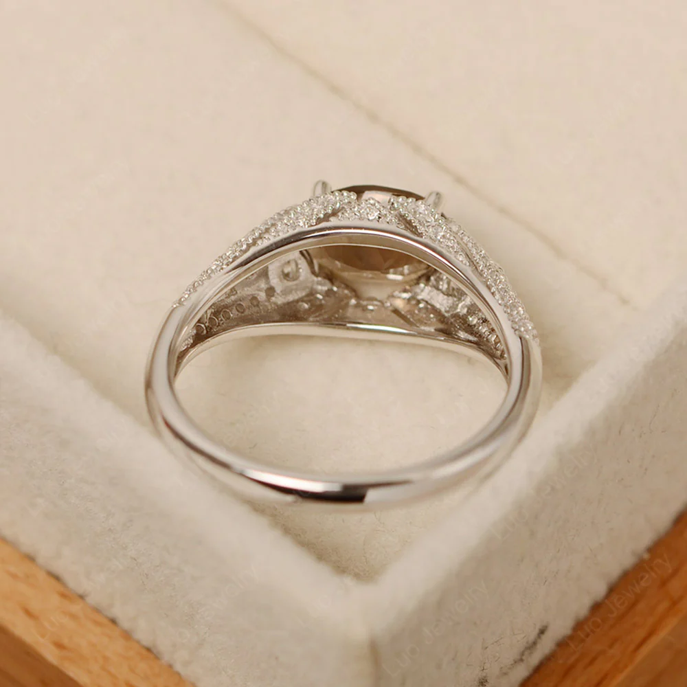Vintage Horizontal Oval Cut Smoky Quartz Ring - Image 4