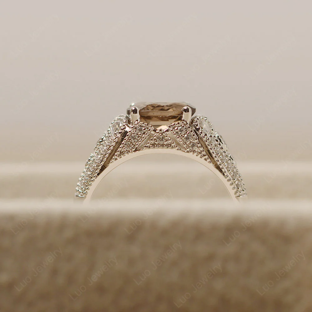 Vintage Horizontal Oval Cut Smoky Quartz Ring - Image 5
