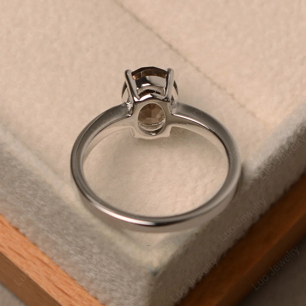 Oval Smoky Quartz Solitaire Engagement Ring - Image 3