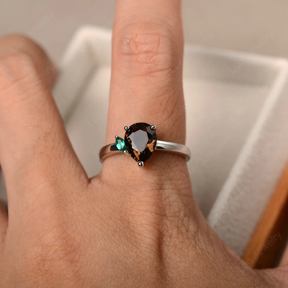 Unique Pear Shaped Smoky Quartz Ring - Image 4