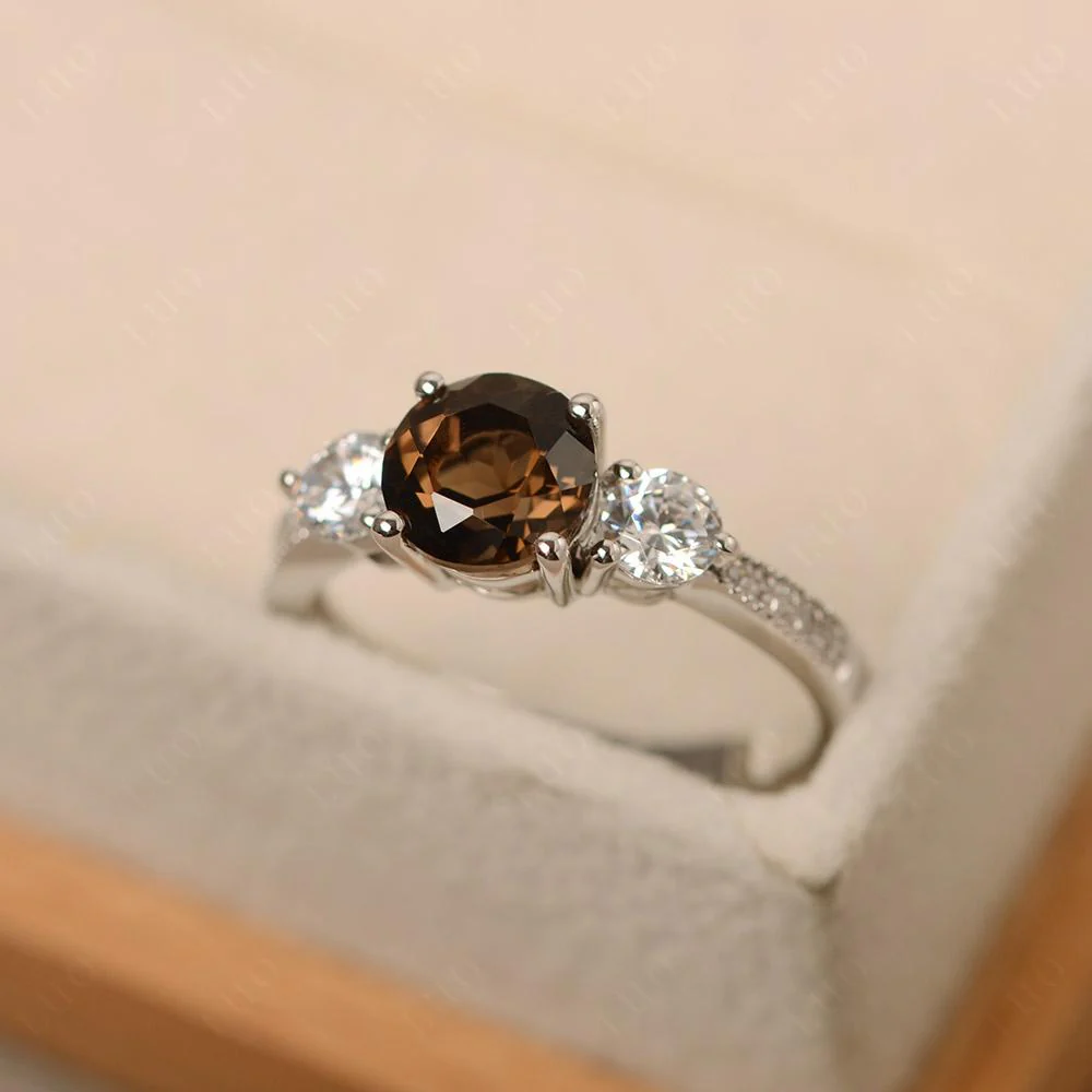 Smoky Quartz 3 Stone Engagement Ring - Image 11
