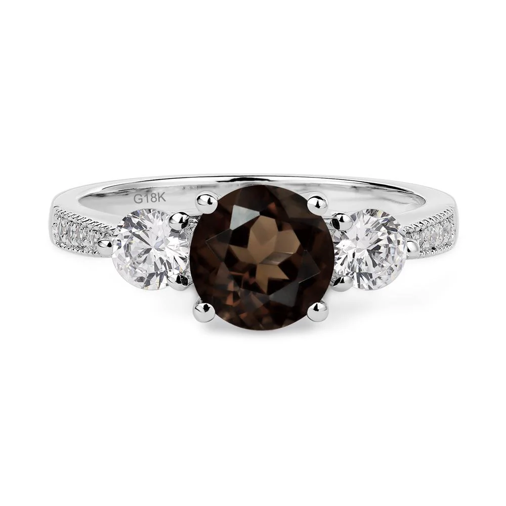 Smoky Quartz 3 Stone Engagement Ring - Image 7