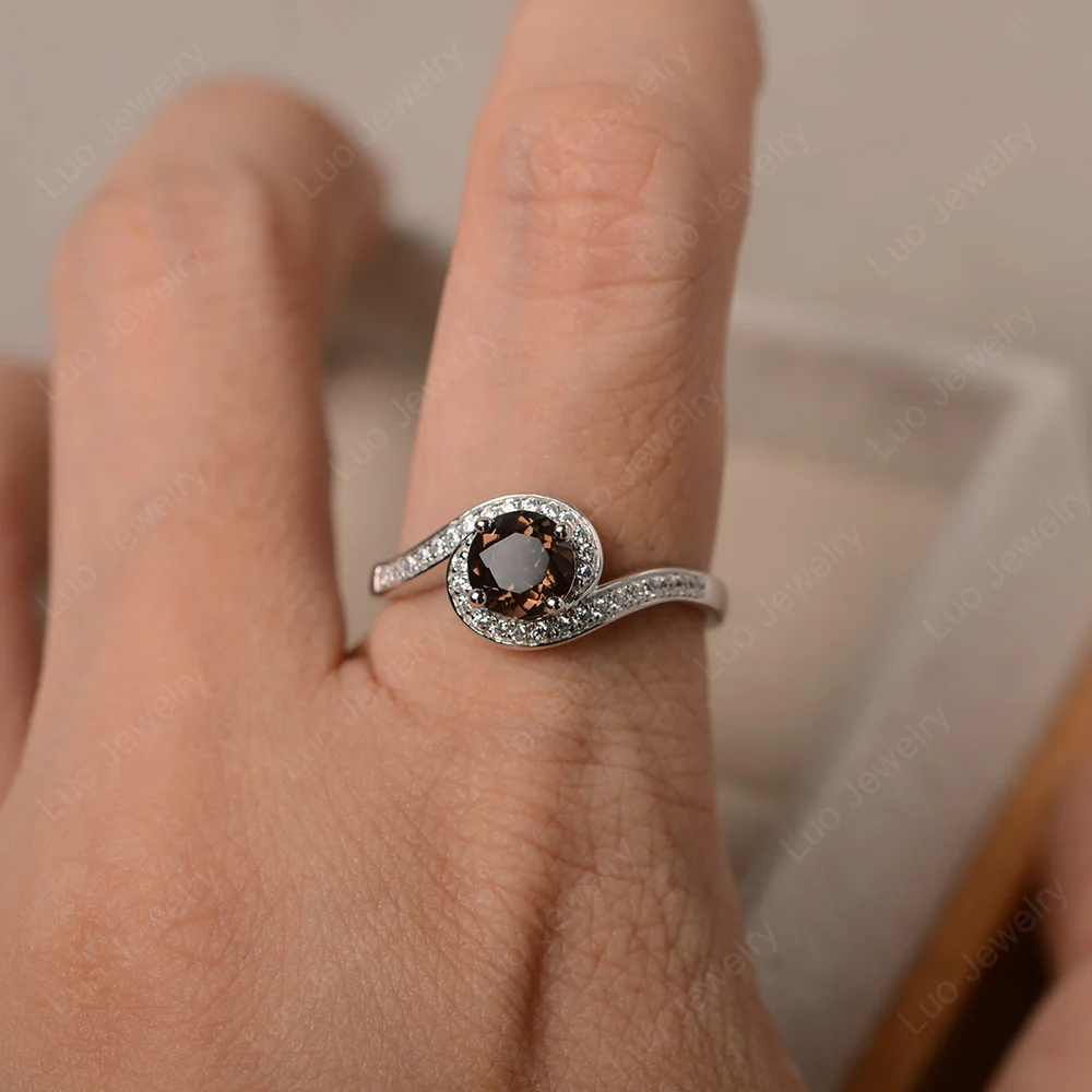 Smoky Quartz Swirl Engagement Ring - Image 4