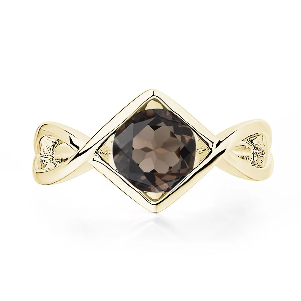 Smoky Quartz Bezel Set Infinity Solitaire Ring - Image 8