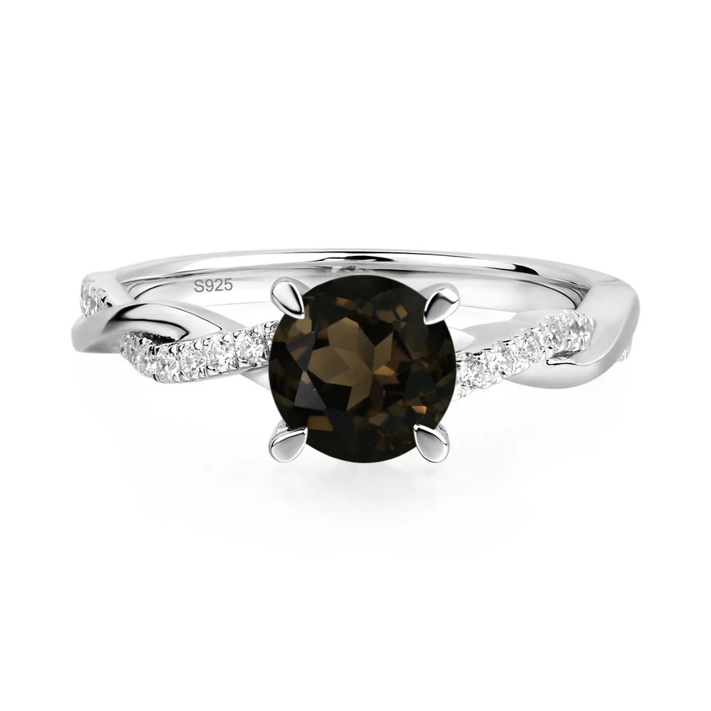 Smoky Quartz Twist Engagement Ring