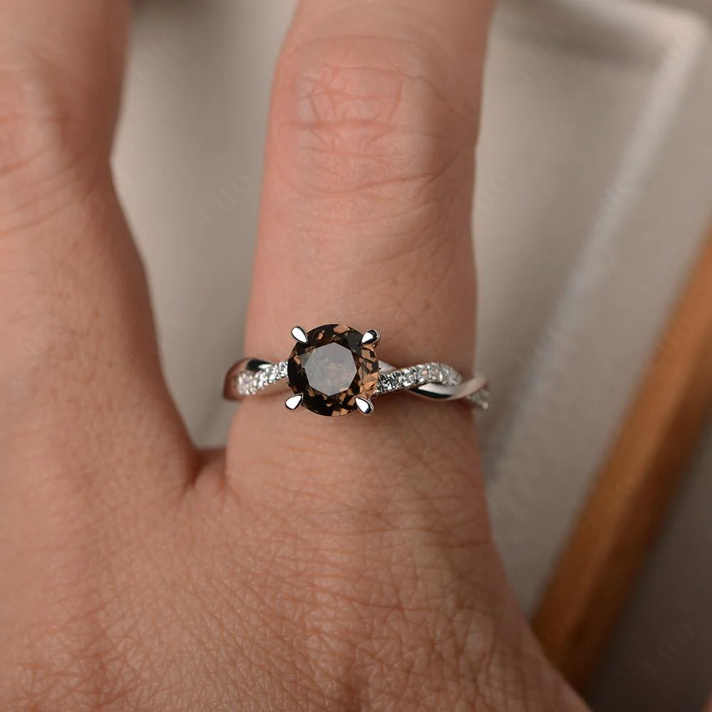 Smoky Quartz Twist Engagement Ring - Image 32