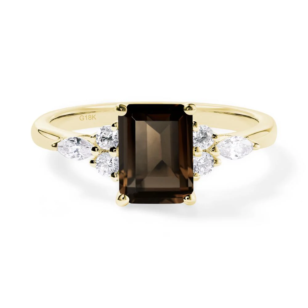 Simple Emerald Cut Smoky Quartz Ring
