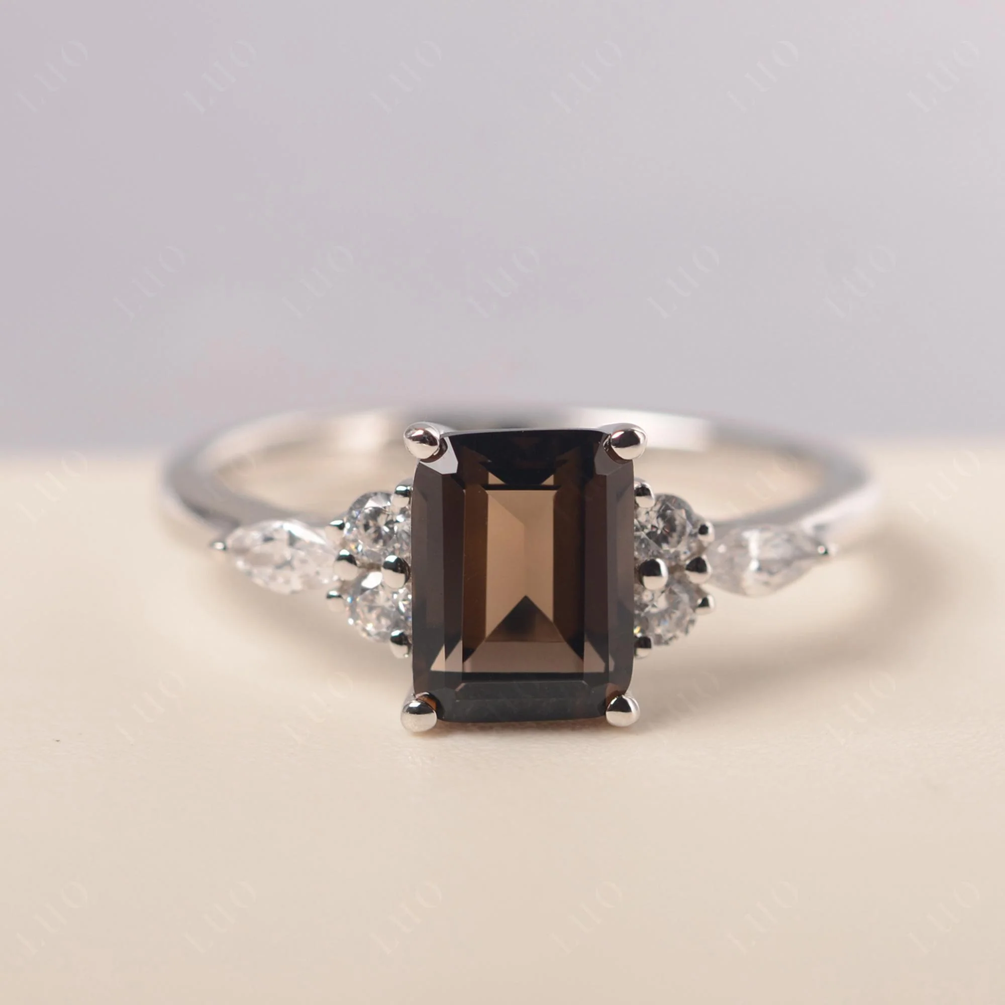 Simple Emerald Cut Smoky Quartz Ring - Image 29