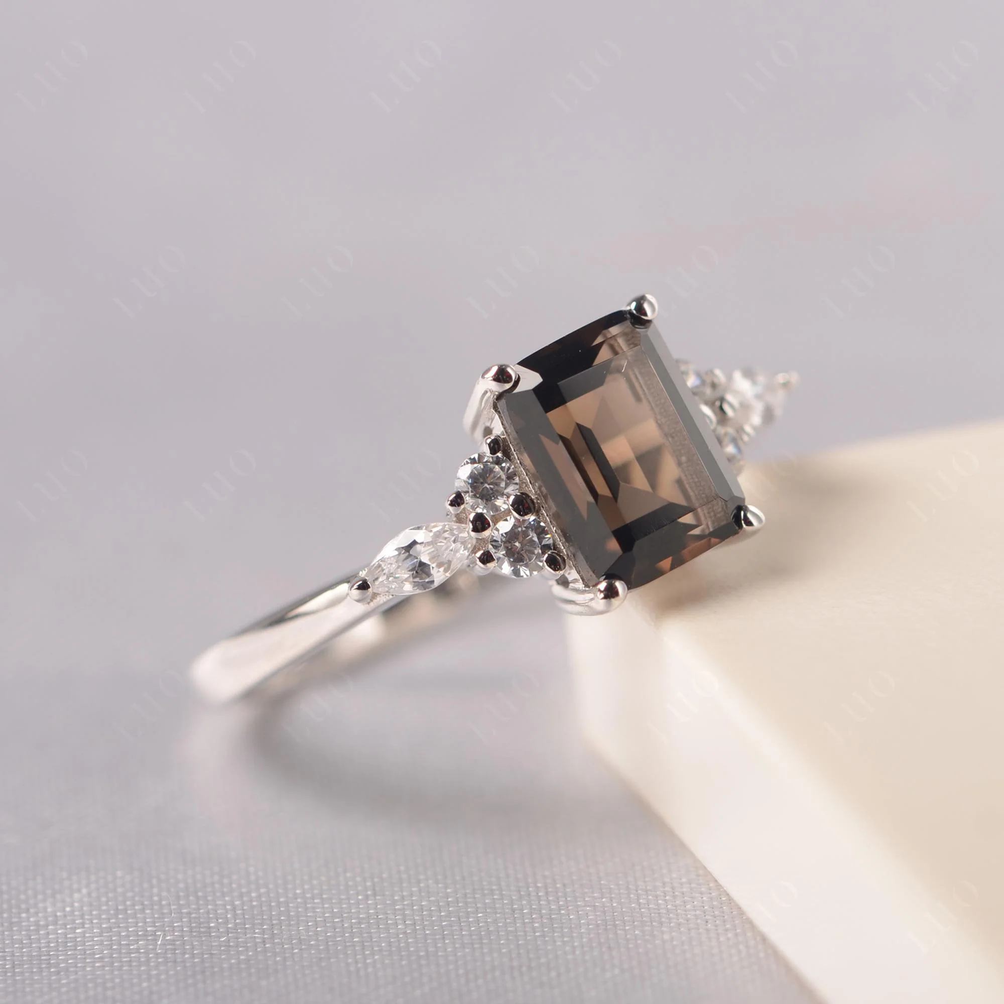 Simple Emerald Cut Smoky Quartz Ring - Image 30