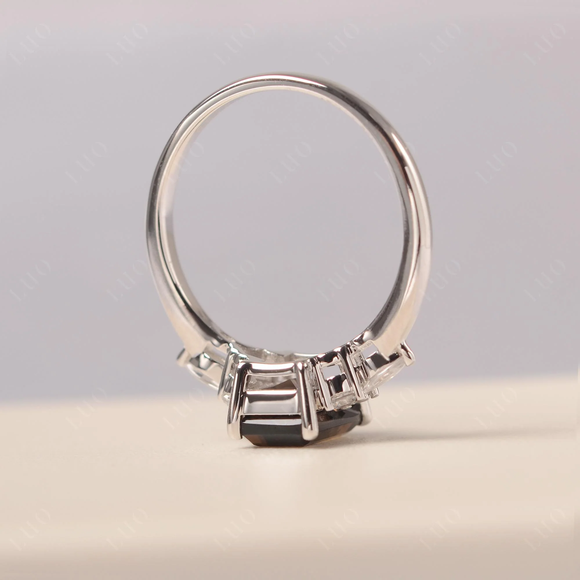 Simple Emerald Cut Smoky Quartz Ring - Image 32