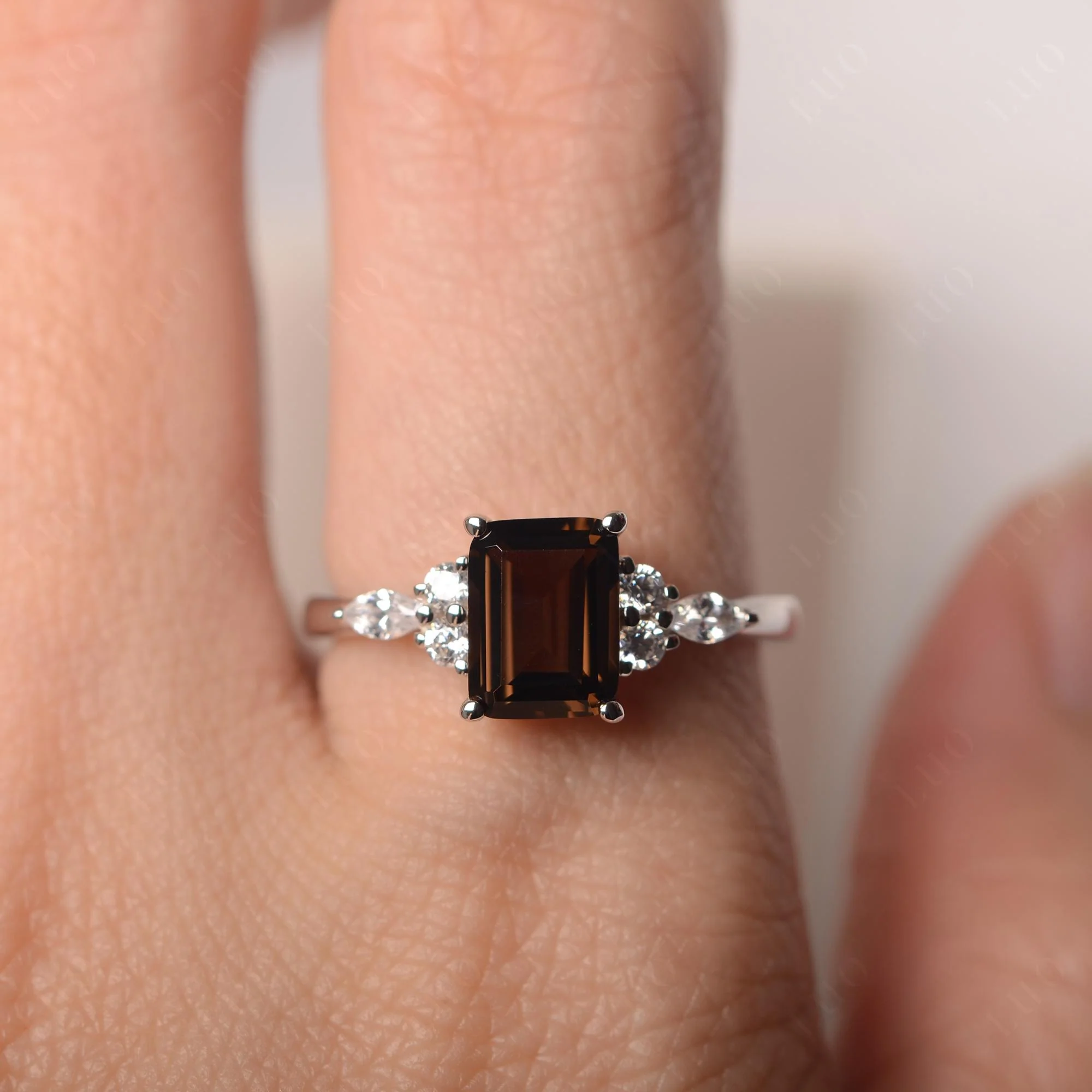 Simple Emerald Cut Smoky Quartz Ring - Image 33
