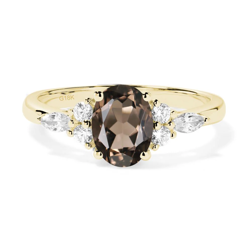Simple Oval Smoky Quartz Engagement Ring - Image 3