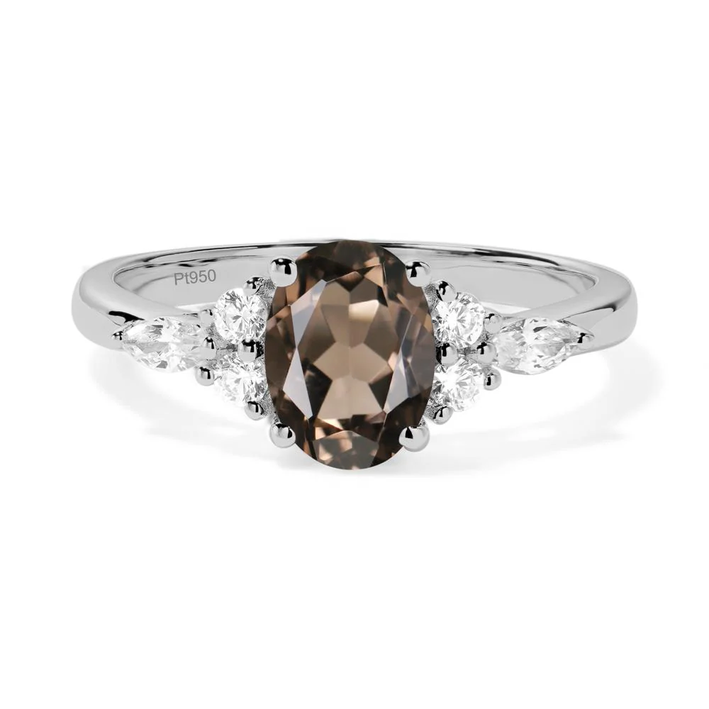 Simple Oval Smoky Quartz Engagement Ring - Image 4