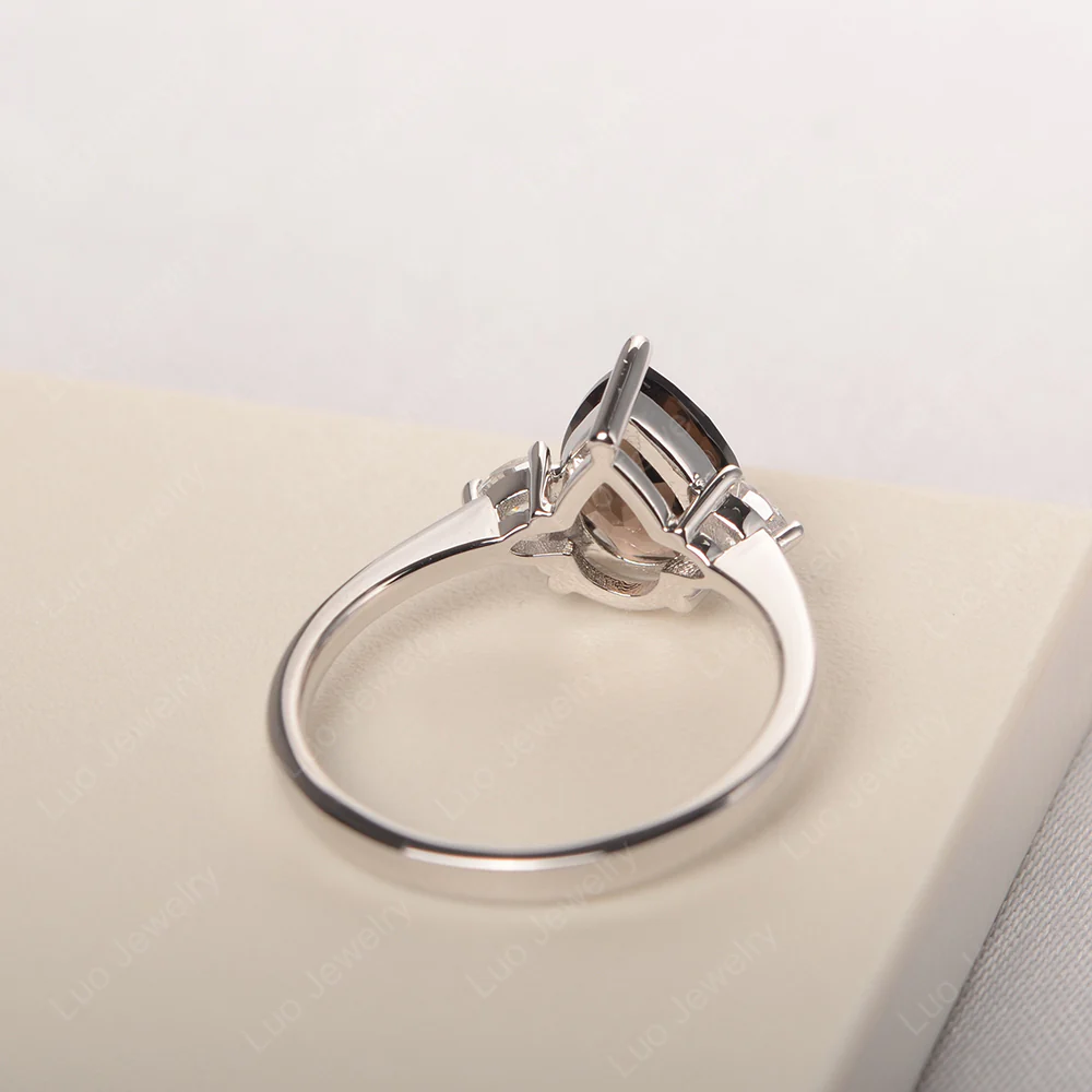 Teardrop Smoky Quartz Trilogy Ring - Image 3